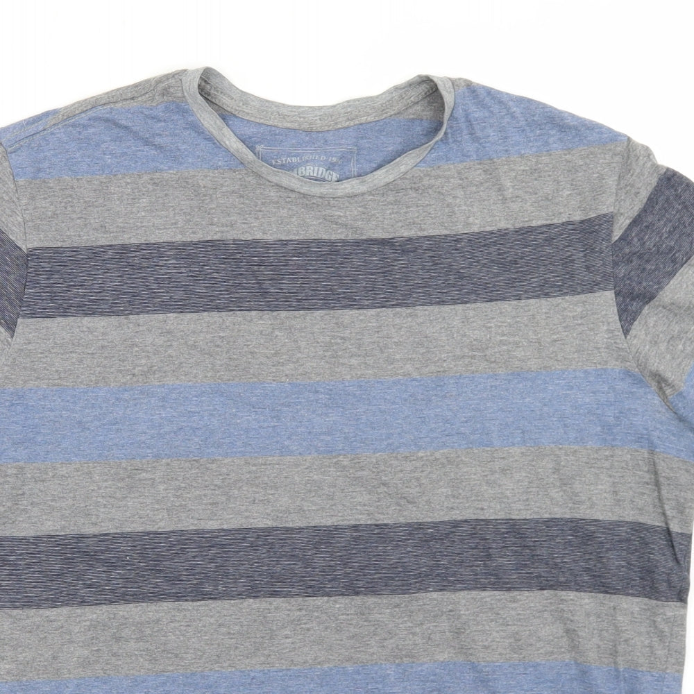 Cambridge Dry Goods Mens Multicoloured Striped Cotton  T-Shirt Size M Crew Neck