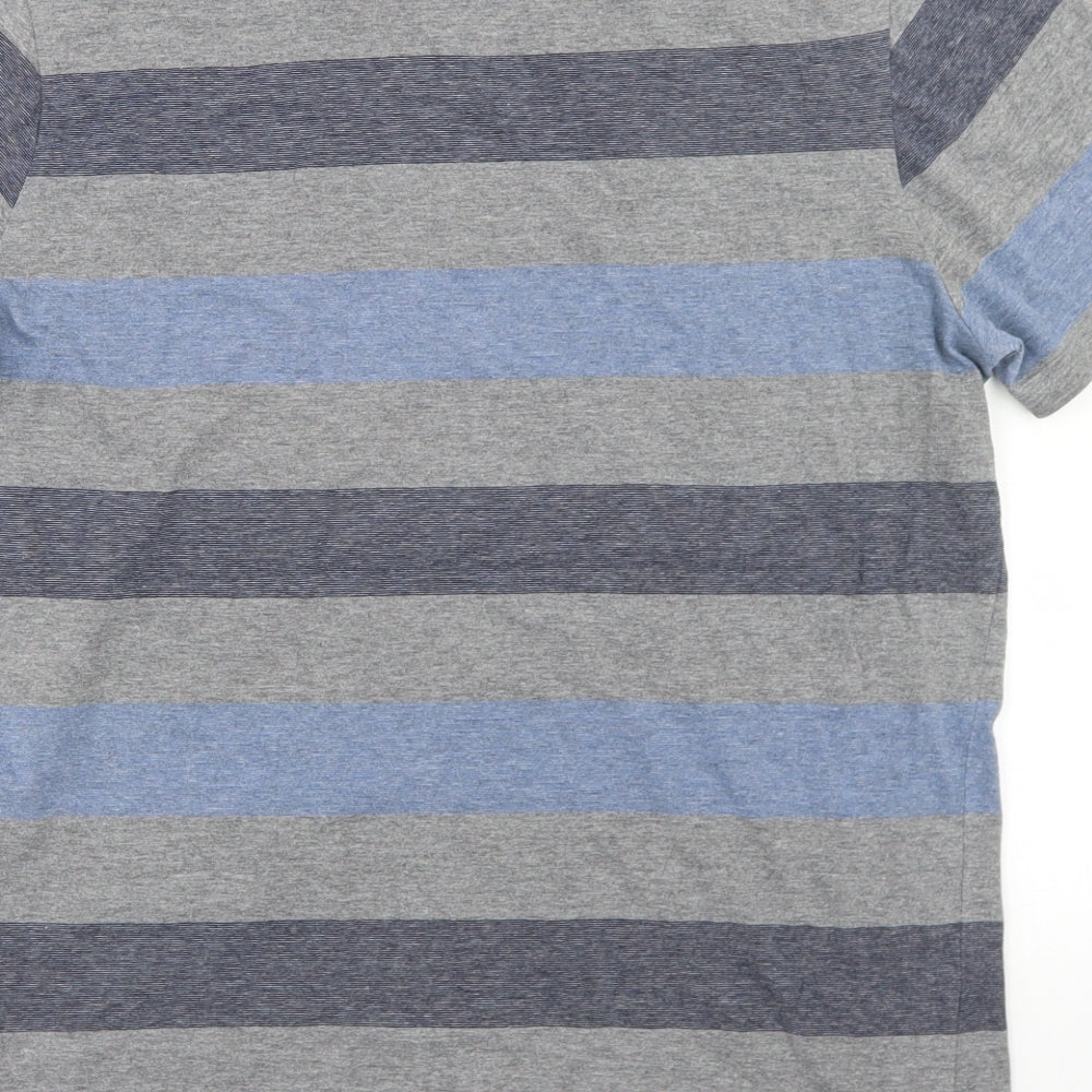Cambridge Dry Goods Mens Multicoloured Striped Cotton  T-Shirt Size M Crew Neck