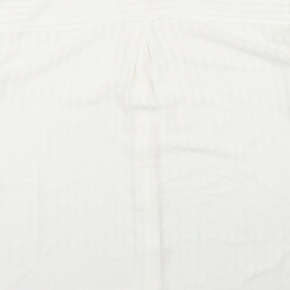 NEXT Womens White Striped Polyester Basic Blouse Size 16 High Neck