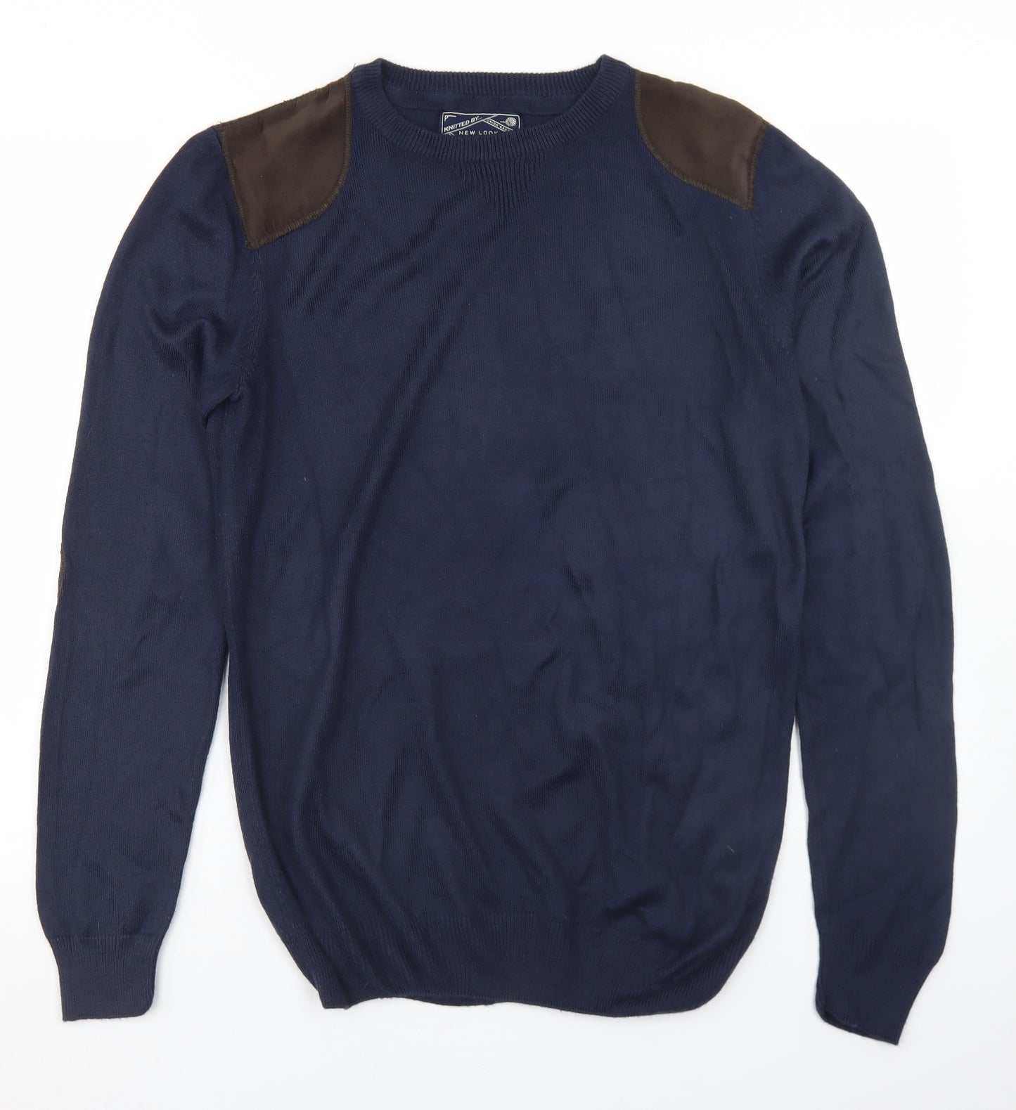 New Look Mens Blue Crew Neck  Acrylic Pullover Jumper Size M