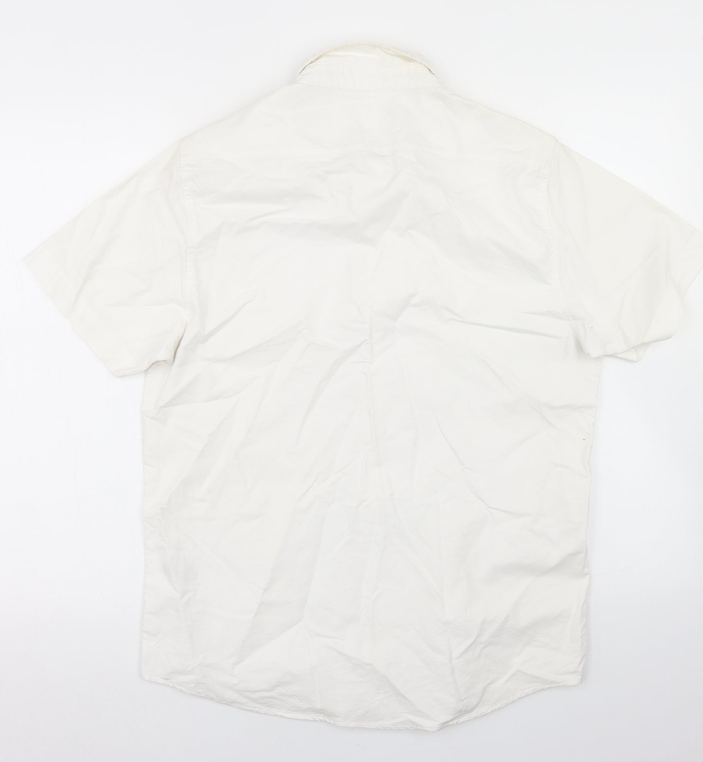 Brave Soul Mens White  Cotton  Button-Up Size L Collared Button