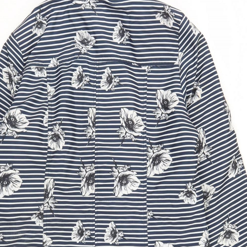 Finesse Womens Blue Striped  Anorak Jacket Size 16  Zip