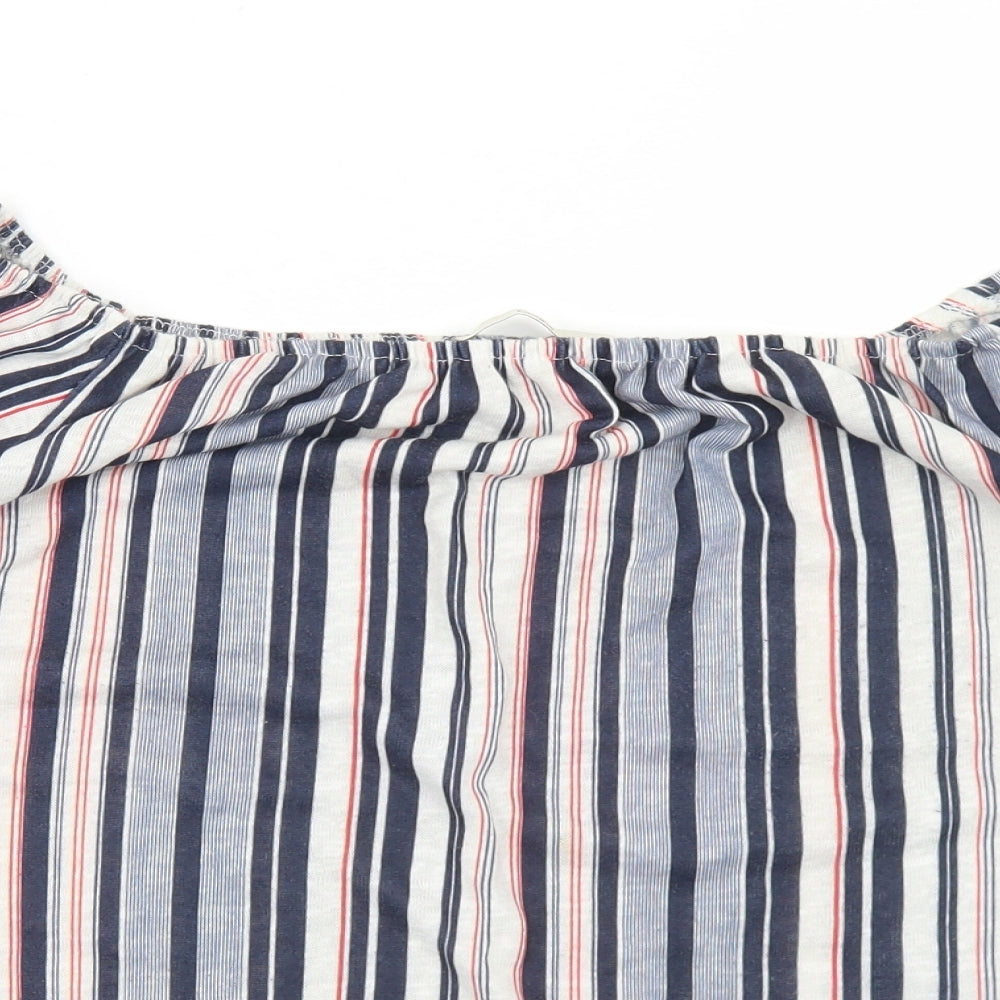 George Womens Multicoloured Striped Polyester Basic T-Shirt Size 16 Off the Shoulder