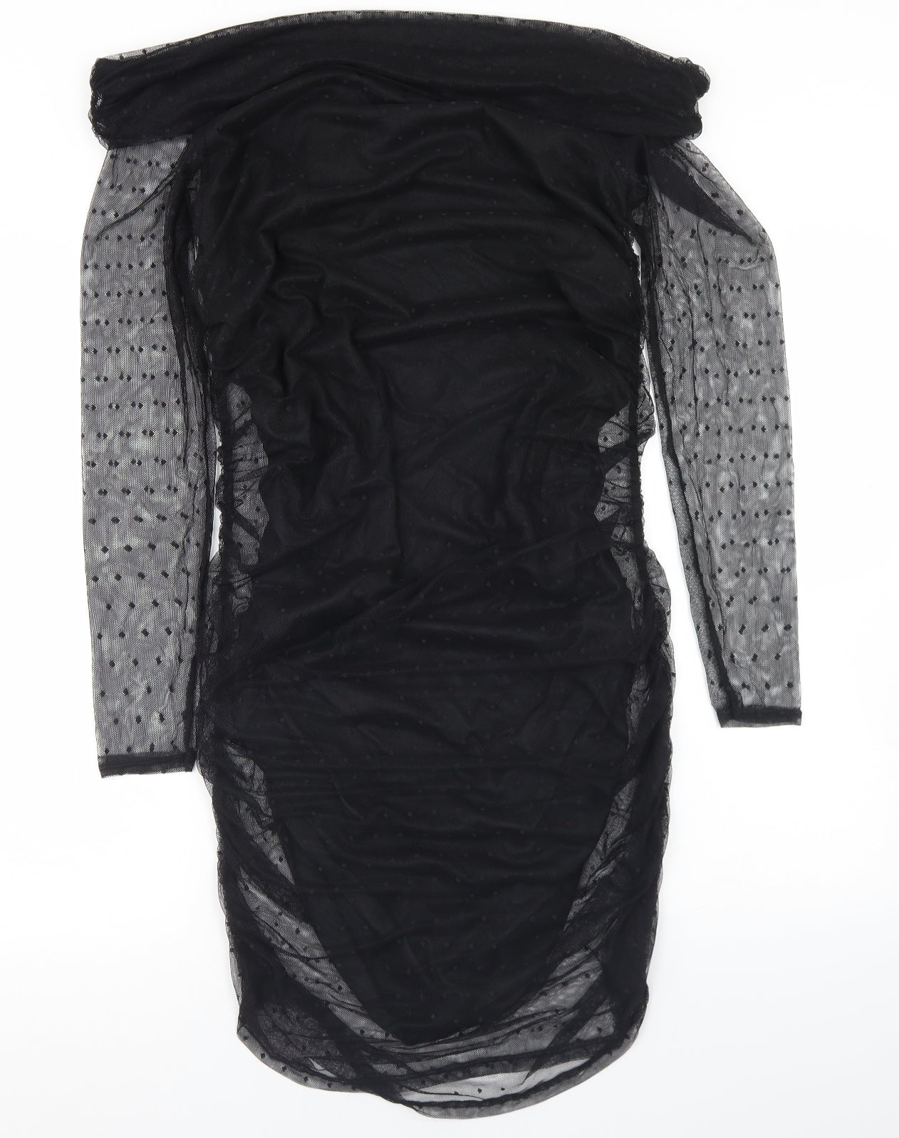 Boohoo Womens Black  Polyester Bodycon  Size 16  Off the Shoulder