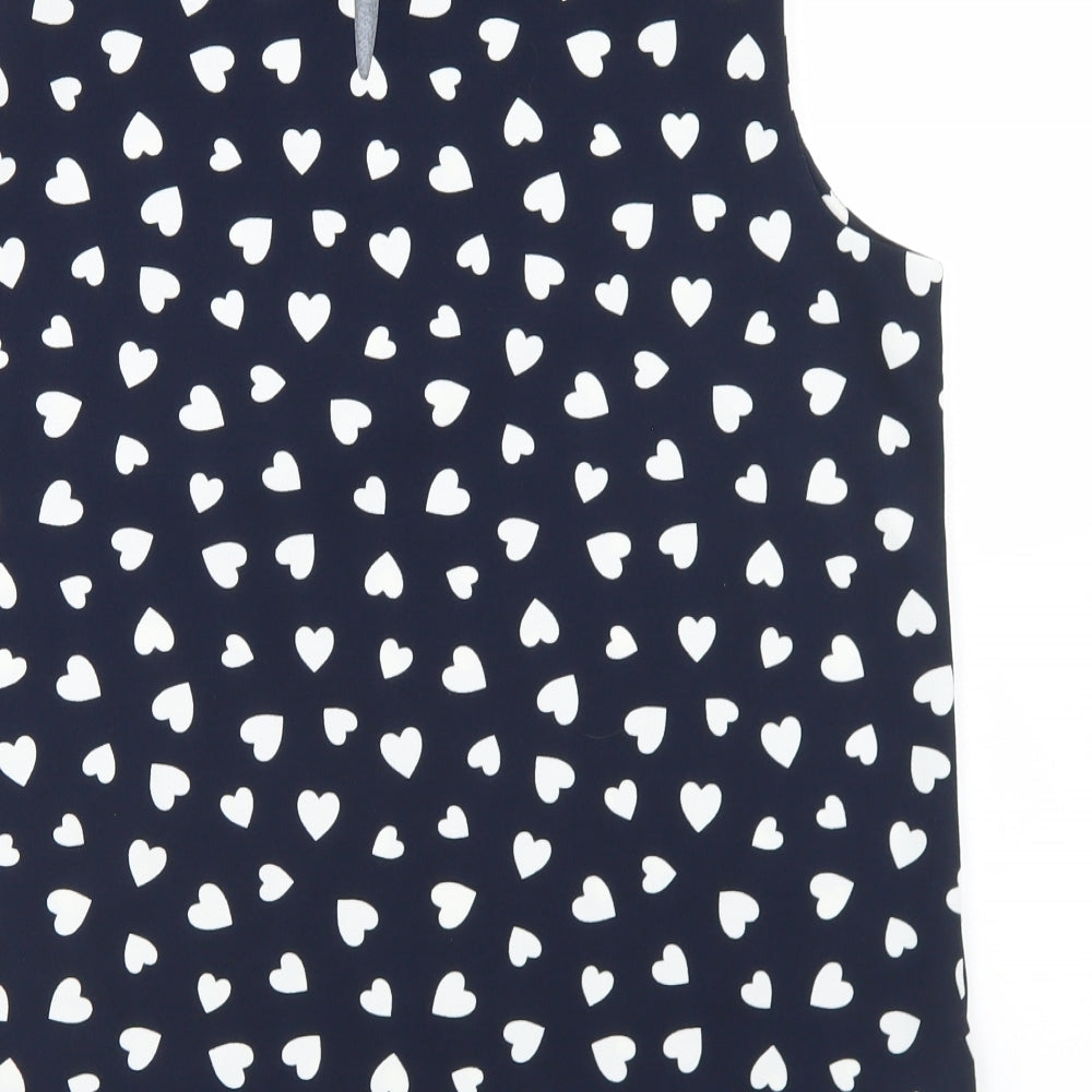 NEXT Womens Blue Geometric Polyester Basic Blouse Size 16 Round Neck - Heart Print