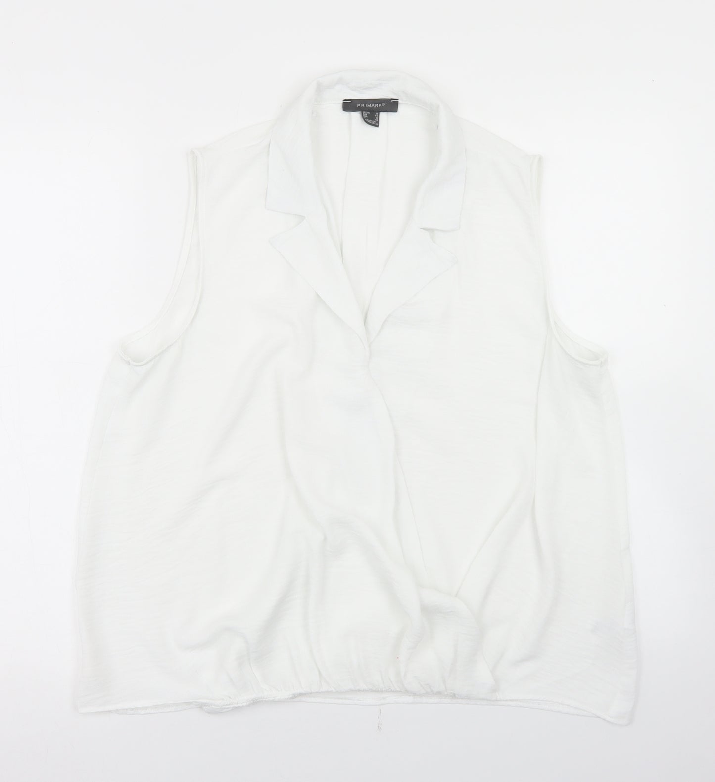 Primark Womens White  Polyester Basic Blouse Size 16 Collared