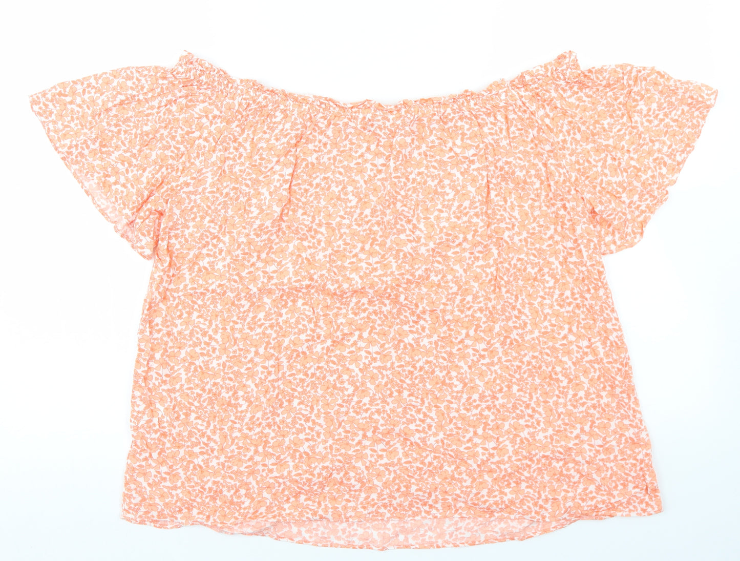 Papaya Womens Orange Floral Viscose Basic Blouse Size 16 Off the Shoulder