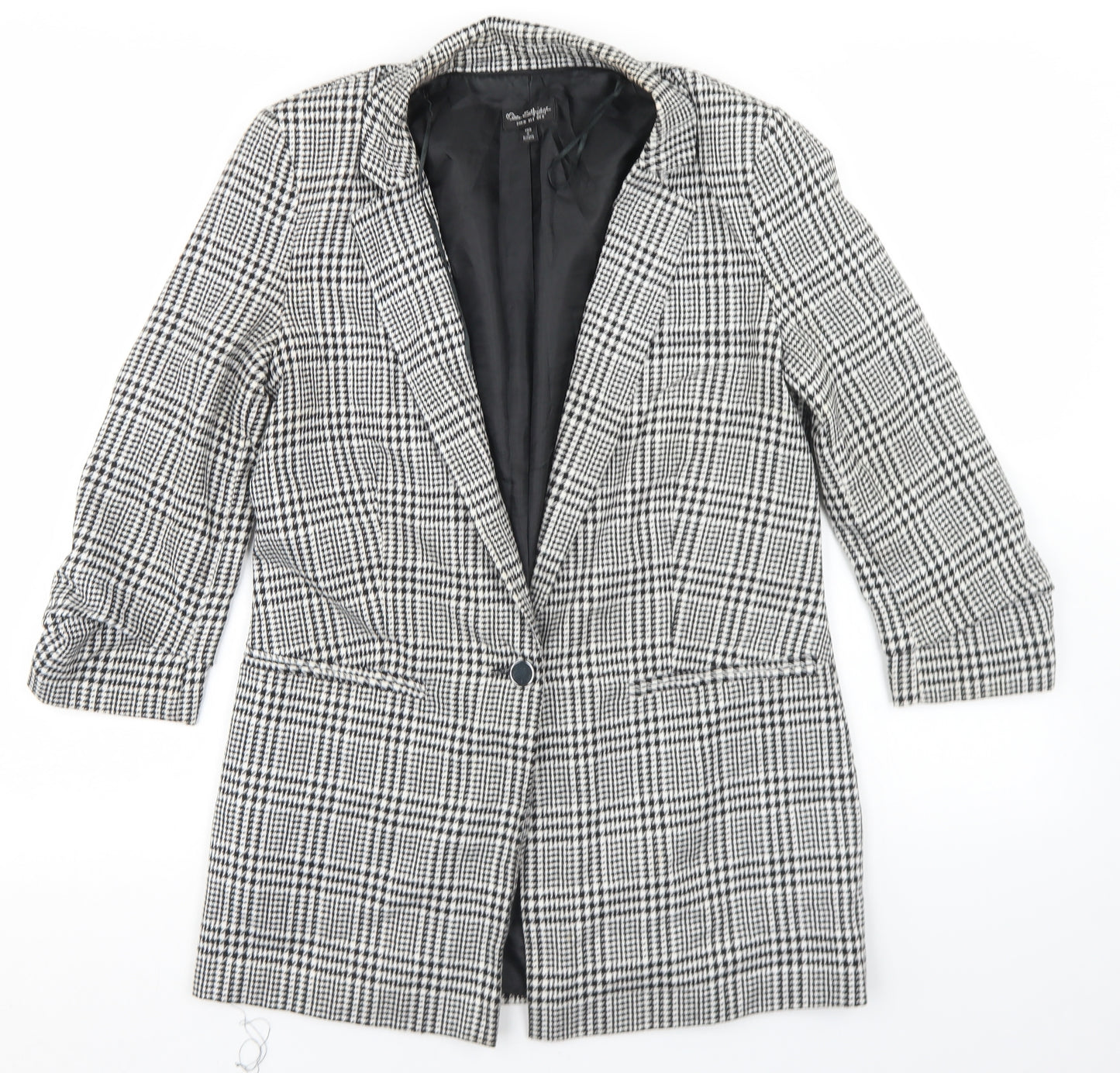 Miss Selfridge Womens Black Houndstooth Polyester Jacket Blazer Size 8