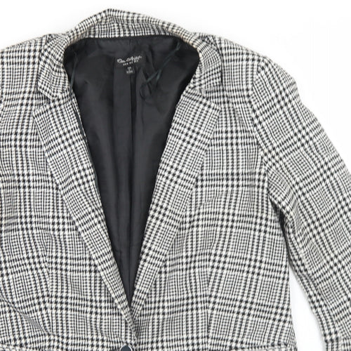 Miss Selfridge Womens Black Houndstooth Polyester Jacket Blazer Size 8