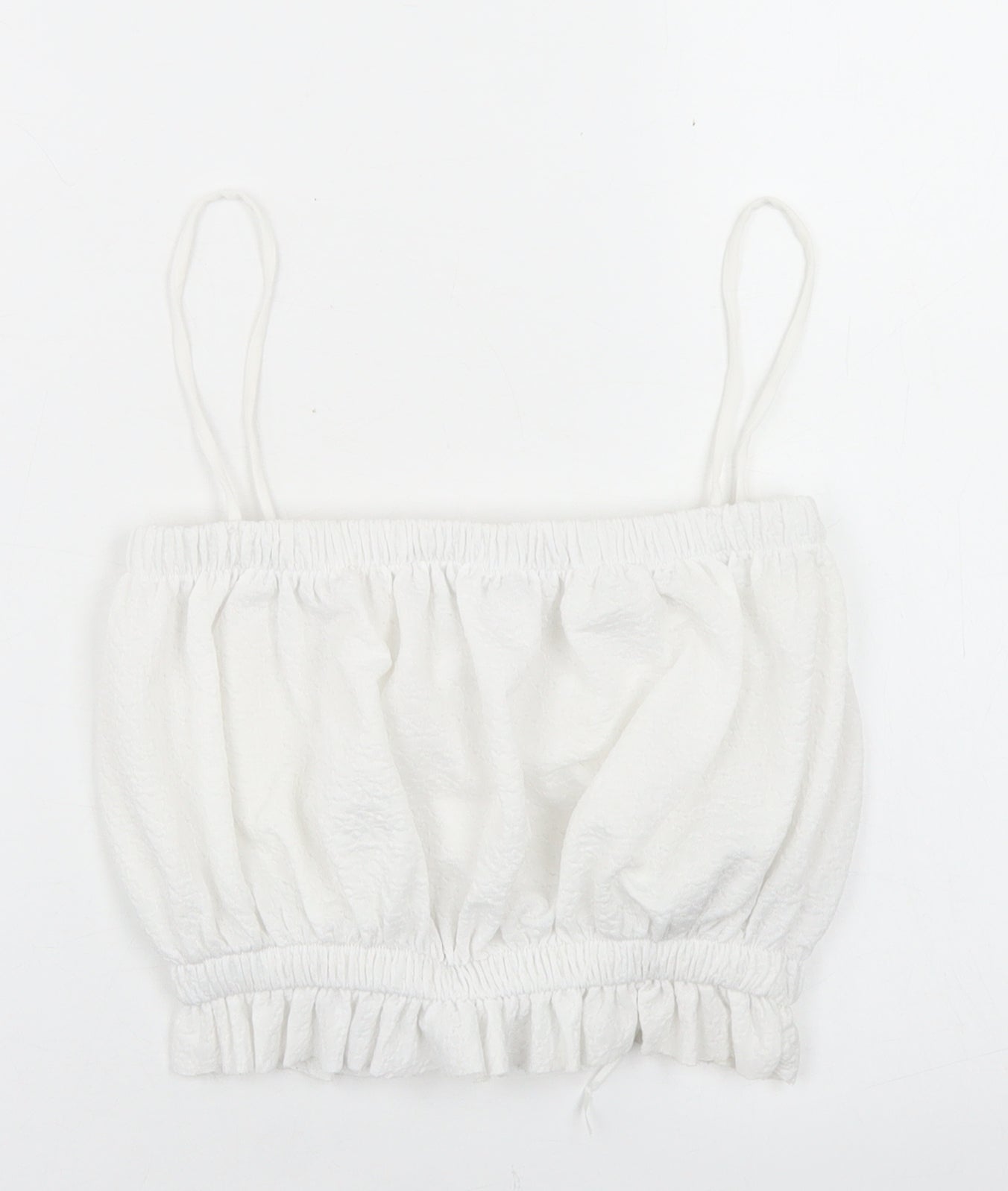 Zara Womens White  Polyester Cropped Tank Size S Square Neck