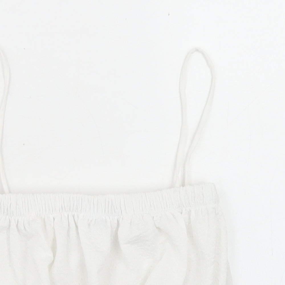 Zara Womens White  Polyester Cropped Tank Size S Square Neck