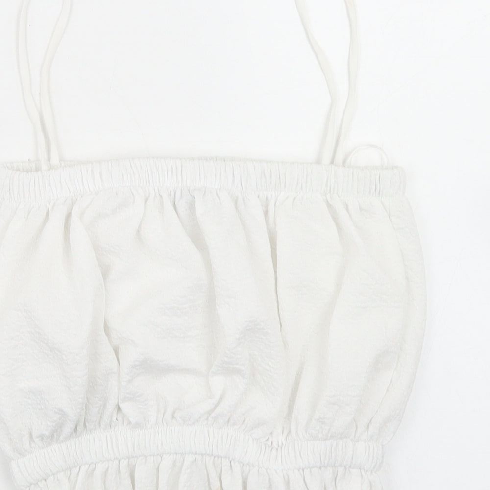 Zara Womens White  Polyester Cropped Tank Size S Square Neck