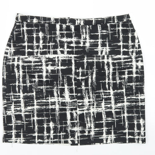 Louche Womens Black Geometric Polyester Straight & Pencil Skirt Size 14   Zip