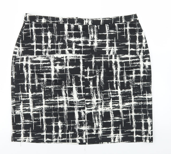 Louche Womens Black Geometric Polyester Straight & Pencil Skirt Size 14   Zip