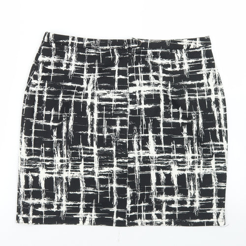 Louche Womens Black Geometric Polyester Straight & Pencil Skirt Size 14   Zip