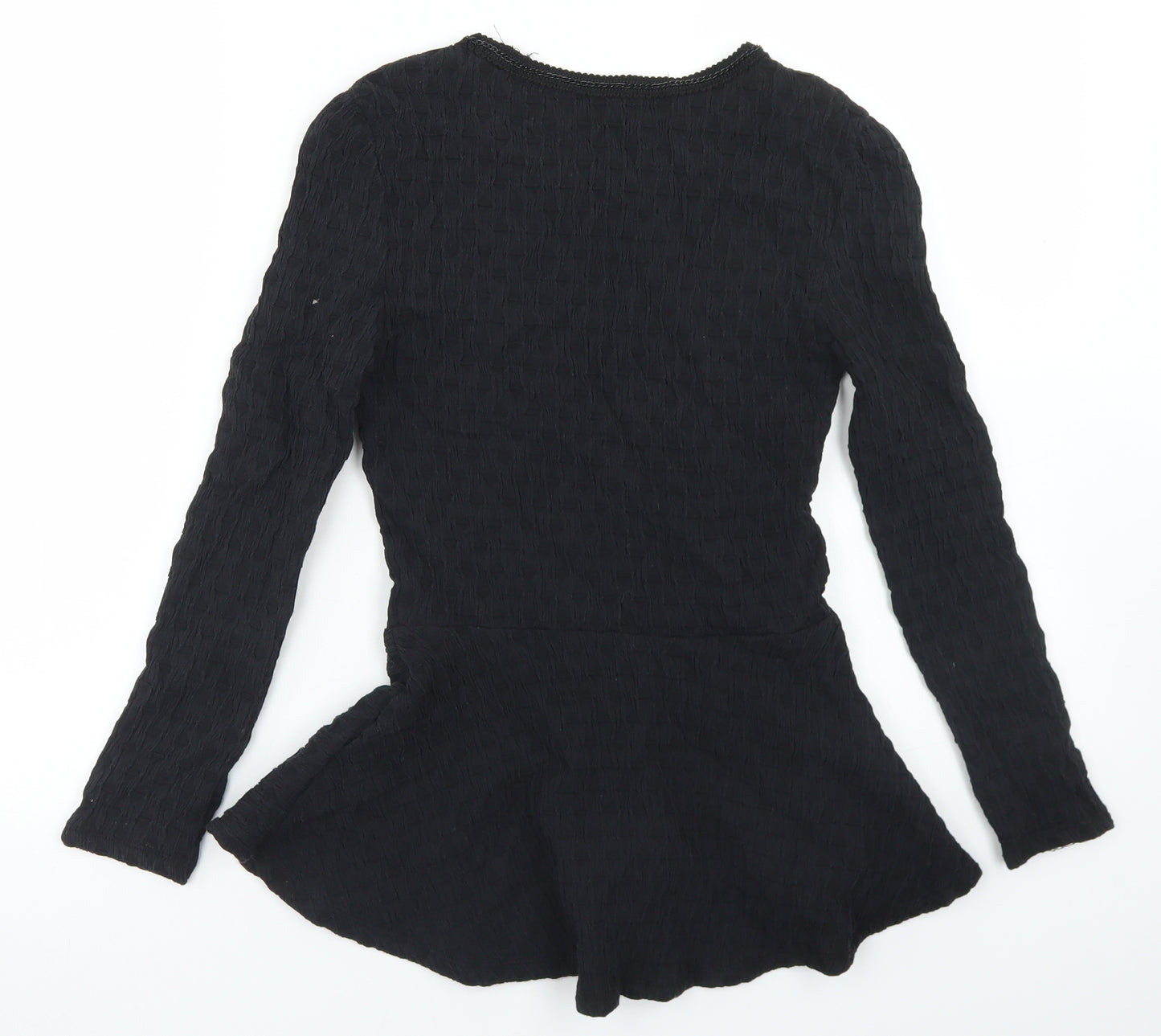 Zara Womens Black  Cotton Basic Blouse Size XS Round Neck - Chain