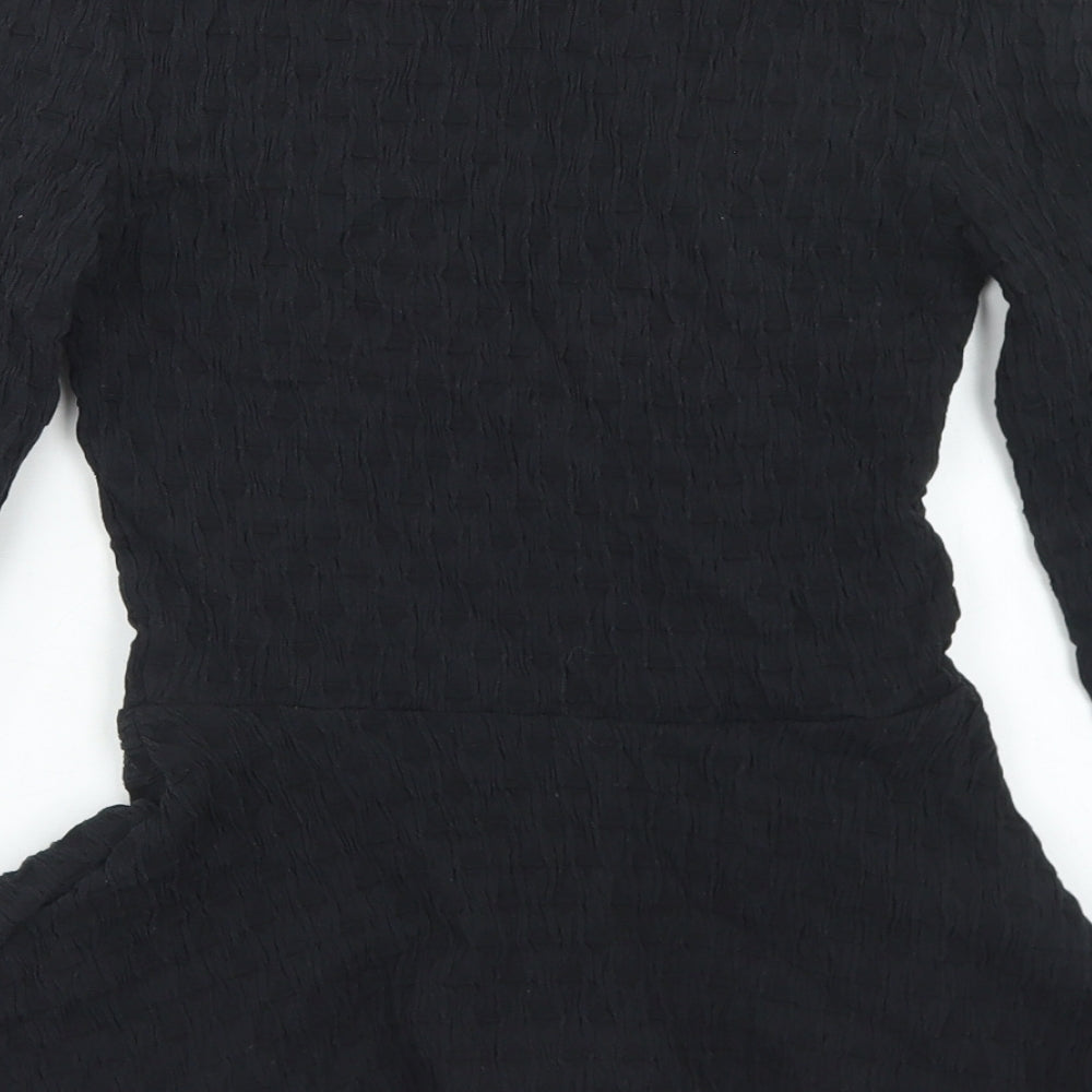 Zara Womens Black  Cotton Basic Blouse Size XS Round Neck - Chain