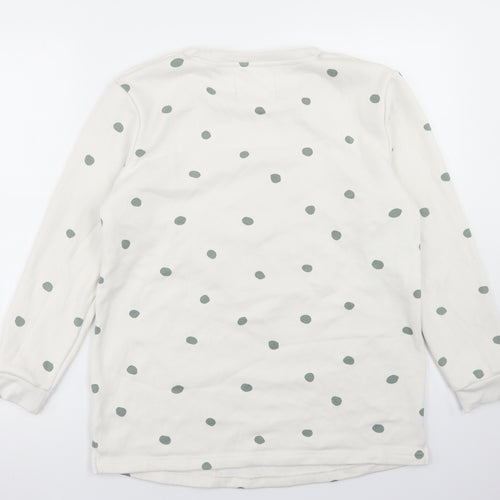 F&F Womens White Polka Dot Polyester Pullover Sweatshirt Size S   - Weekend Ready