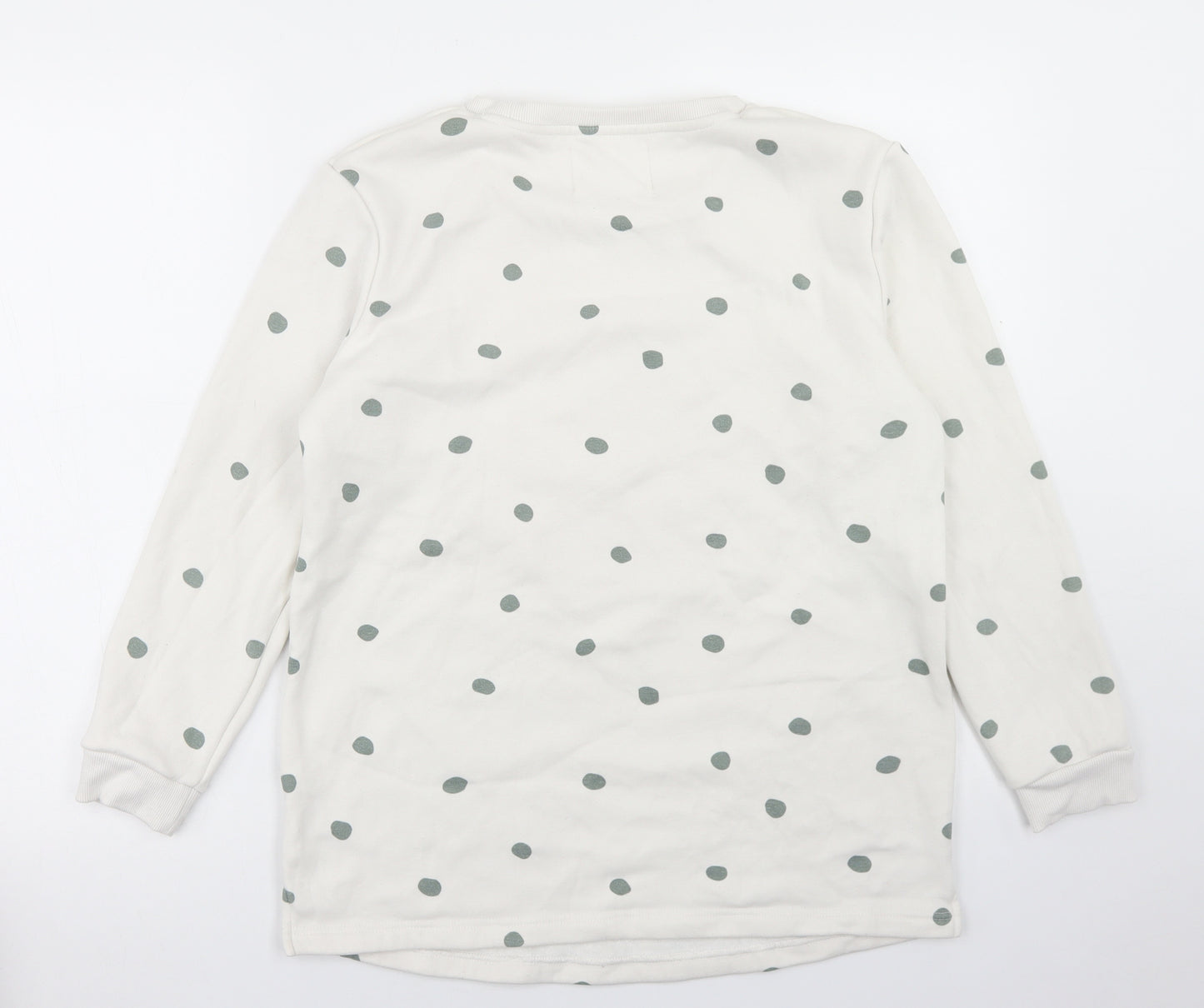 F&F Womens White Polka Dot Polyester Pullover Sweatshirt Size S   - Weekend Ready