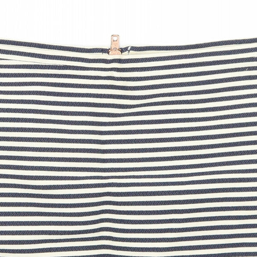 H&M Womens Blue Striped Cotton Straight & Pencil Skirt Size 6   Zip