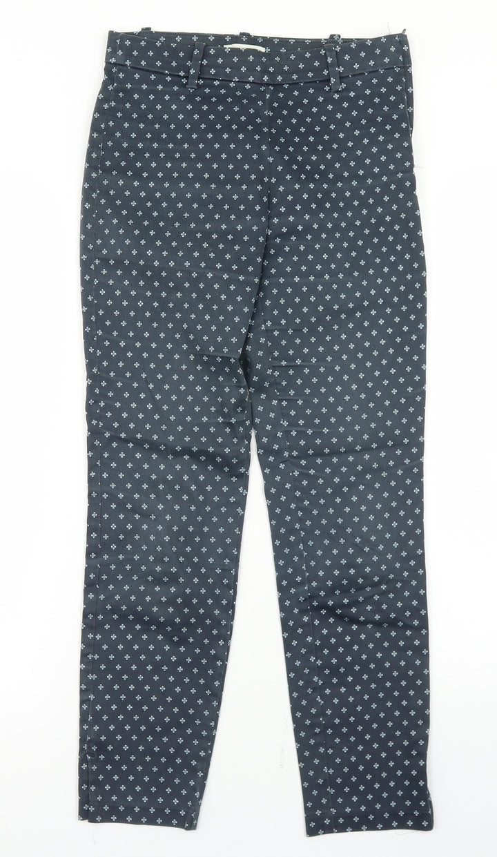 H&M Womens Blue Argyle/Diamond Cotton Dress Pants Trousers Size 34 L26 in Regular Hook & Eye