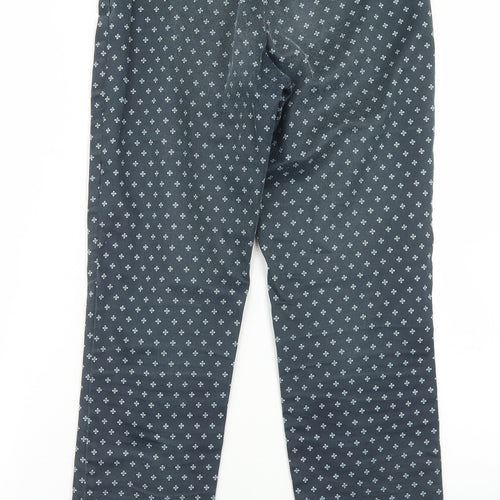 H&M Womens Blue Argyle/Diamond Cotton Dress Pants Trousers Size 34 L26 in Regular Hook & Eye