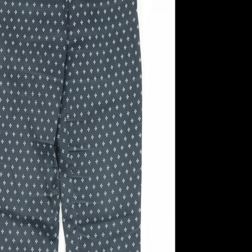 H&M Womens Blue Argyle/Diamond Cotton Dress Pants Trousers Size 34 L26 in Regular Hook & Eye