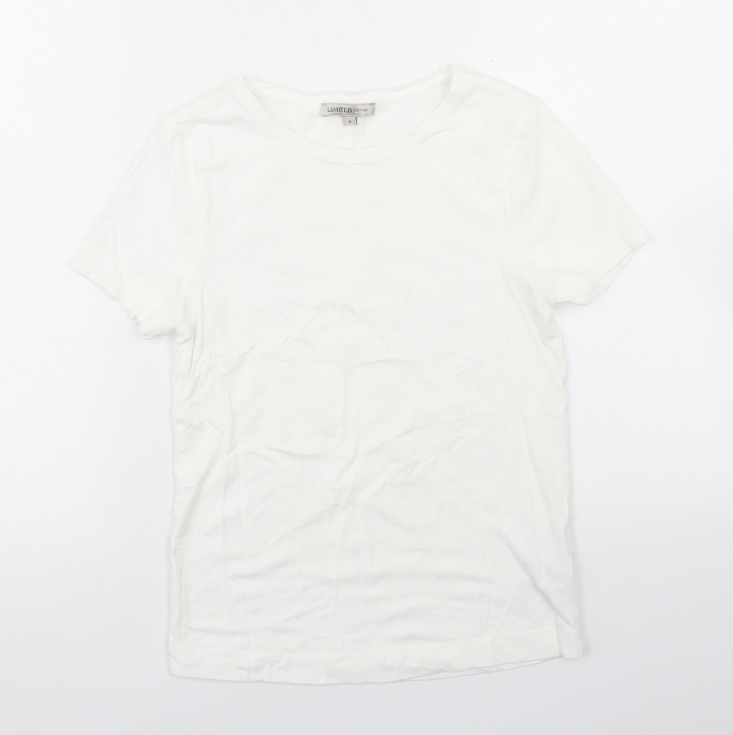 Marks and Spencer Womens White  Cotton Basic T-Shirt Size 8 Crew Neck