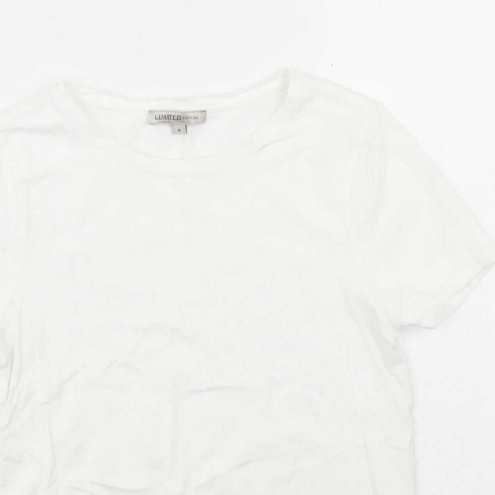 Marks and Spencer Womens White  Cotton Basic T-Shirt Size 8 Crew Neck