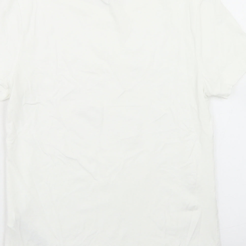 Marks and Spencer Womens White  Cotton Basic T-Shirt Size 8 Crew Neck
