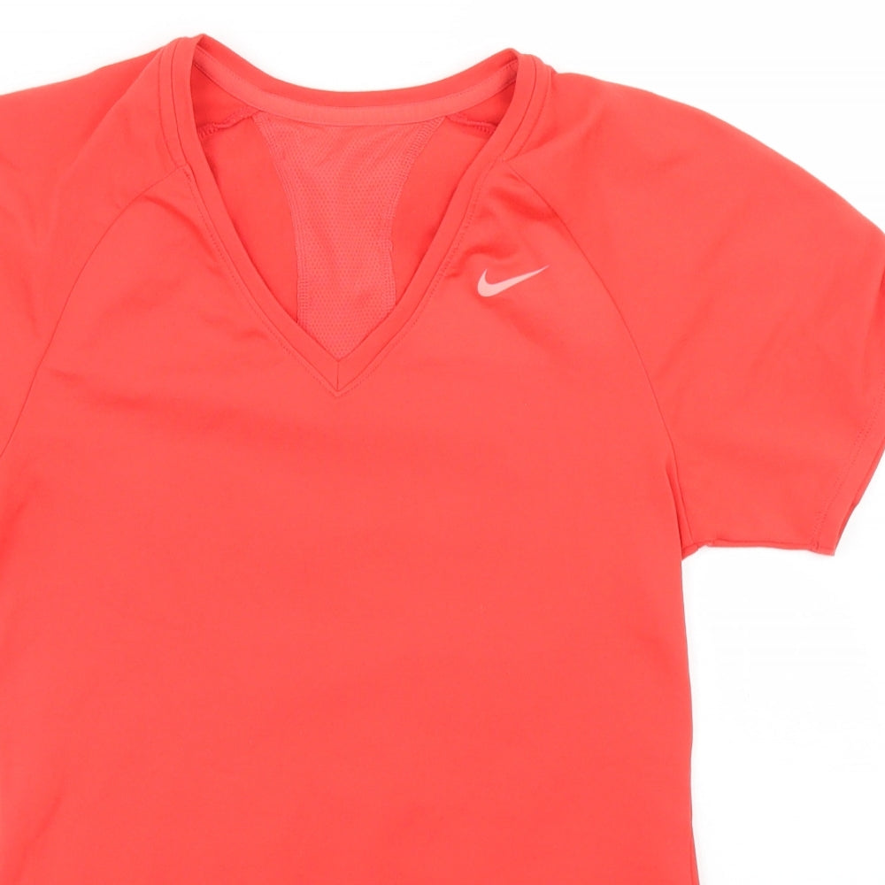 Nike Womens Orange  Polyester Basic T-Shirt Size XS Round Neck