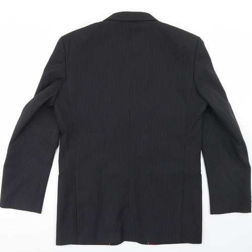 1880 Club Mens Black Striped Polyester Jacket Blazer Size 36