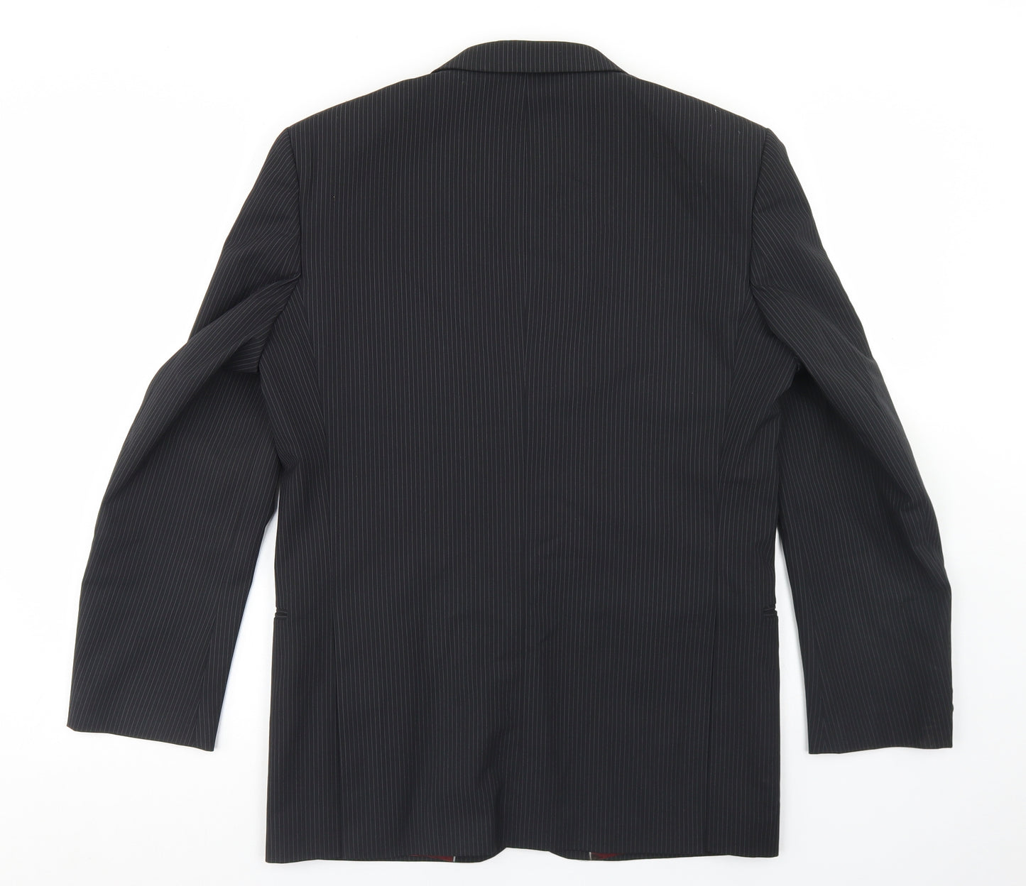1880 Club Mens Black Striped Polyester Jacket Blazer Size 36