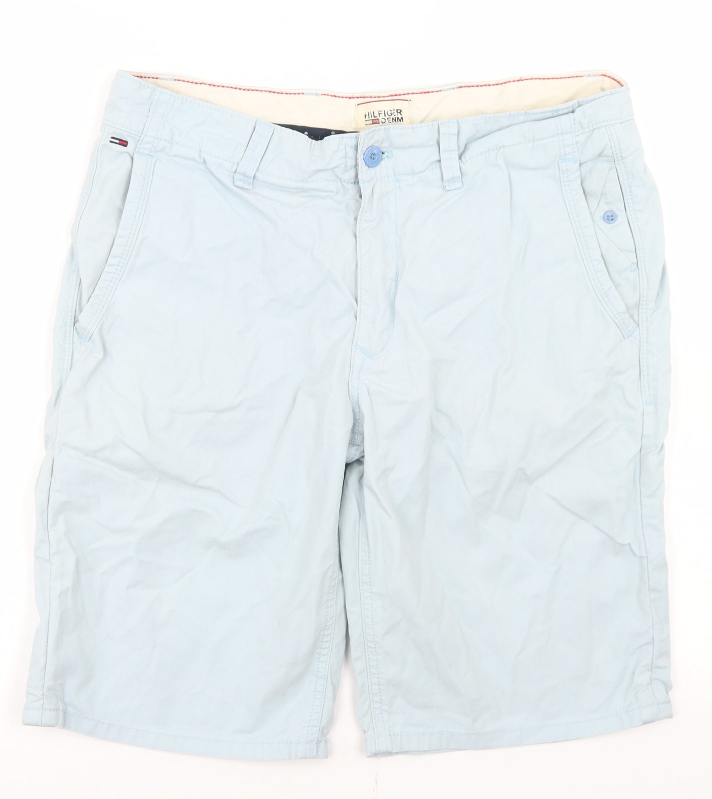 Hilfiger Denim Mens Blue  Cotton Bermuda Shorts Size 32 in L11 in Regular Button