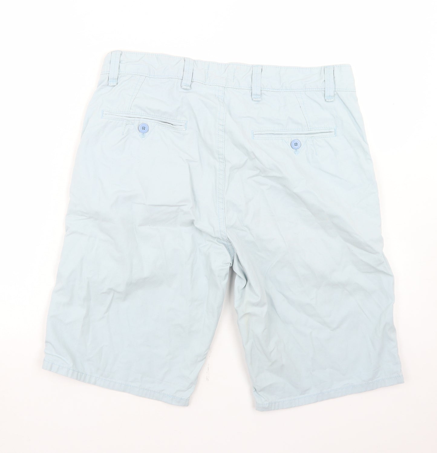 Hilfiger Denim Mens Blue  Cotton Bermuda Shorts Size 32 in L11 in Regular Button