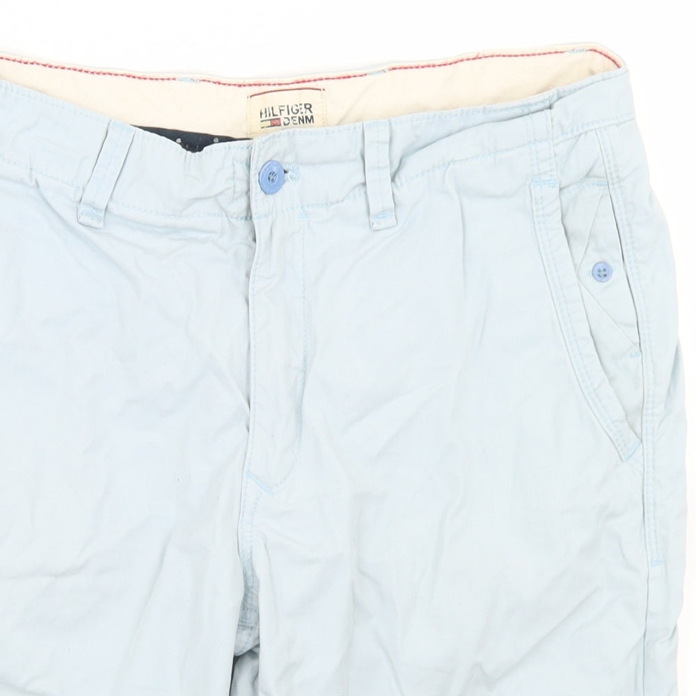 Hilfiger Denim Mens Blue  Cotton Bermuda Shorts Size 32 in L11 in Regular Button