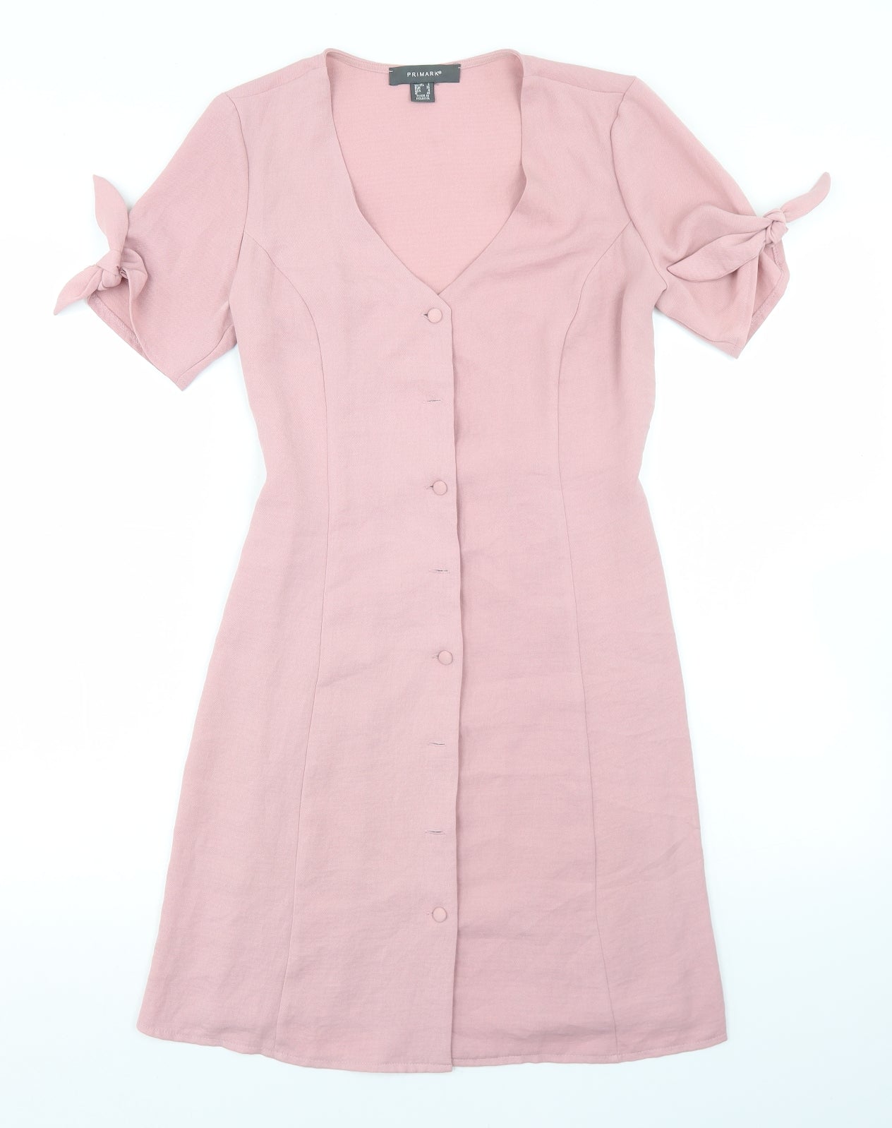 Primark Womens Pink  Polyester Fit & Flare  Size 8  V-Neck Button