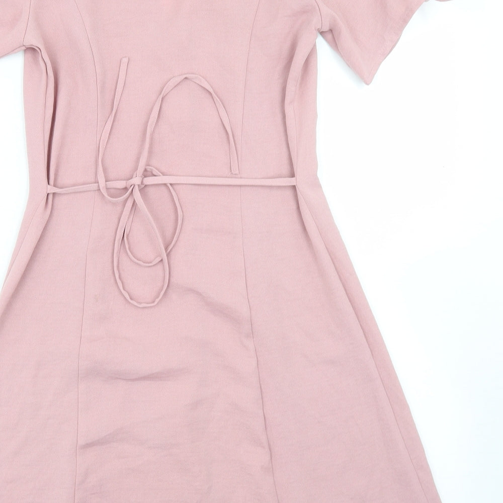 Primark Womens Pink  Polyester Fit & Flare  Size 8  V-Neck Button