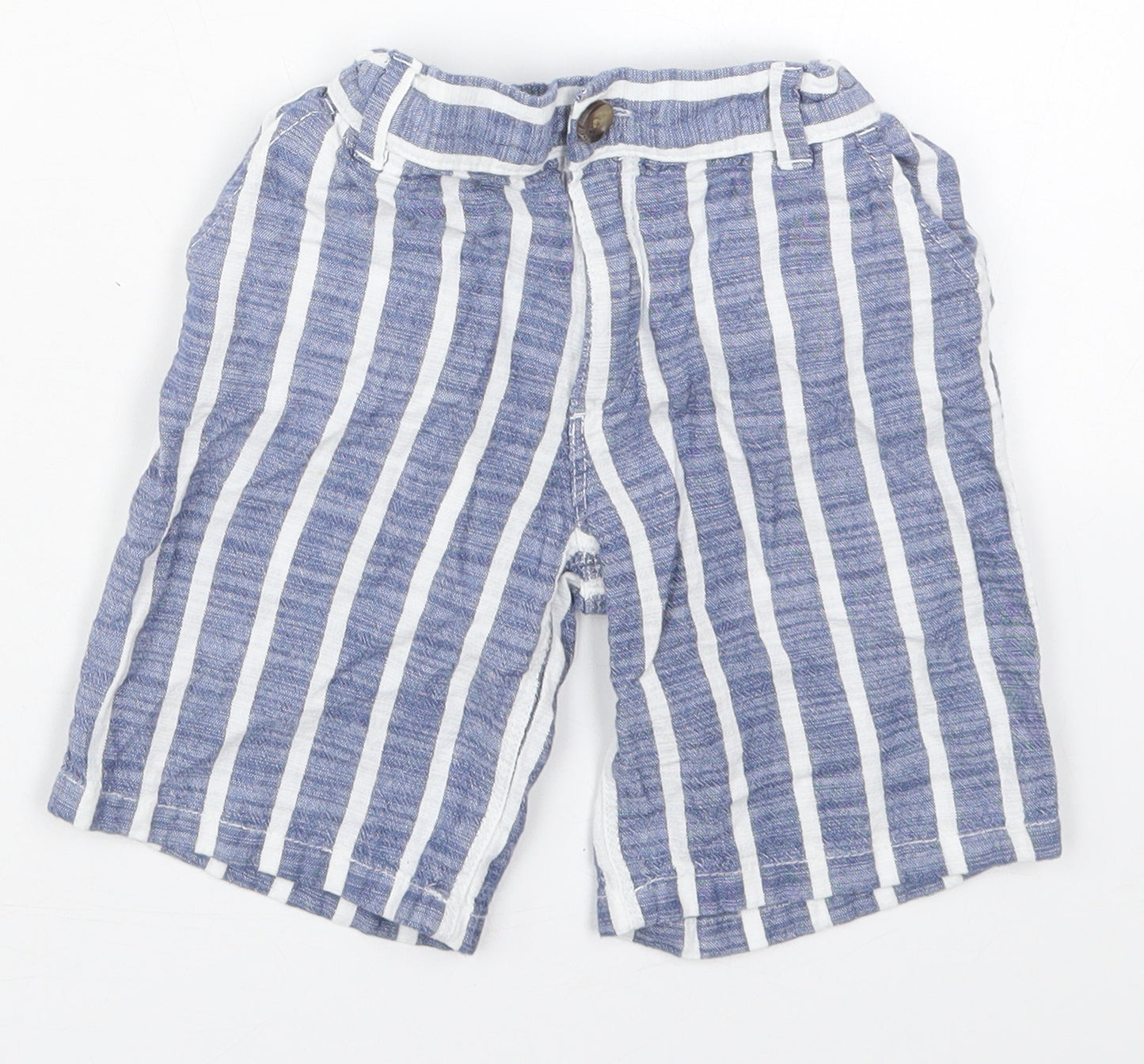 Marks and Spencer Boys Blue Striped Cotton Bermuda Shorts Size 5-6 Years  Regular