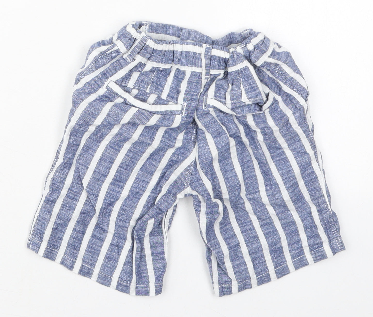 Marks and Spencer Boys Blue Striped Cotton Bermuda Shorts Size 5-6 Years  Regular