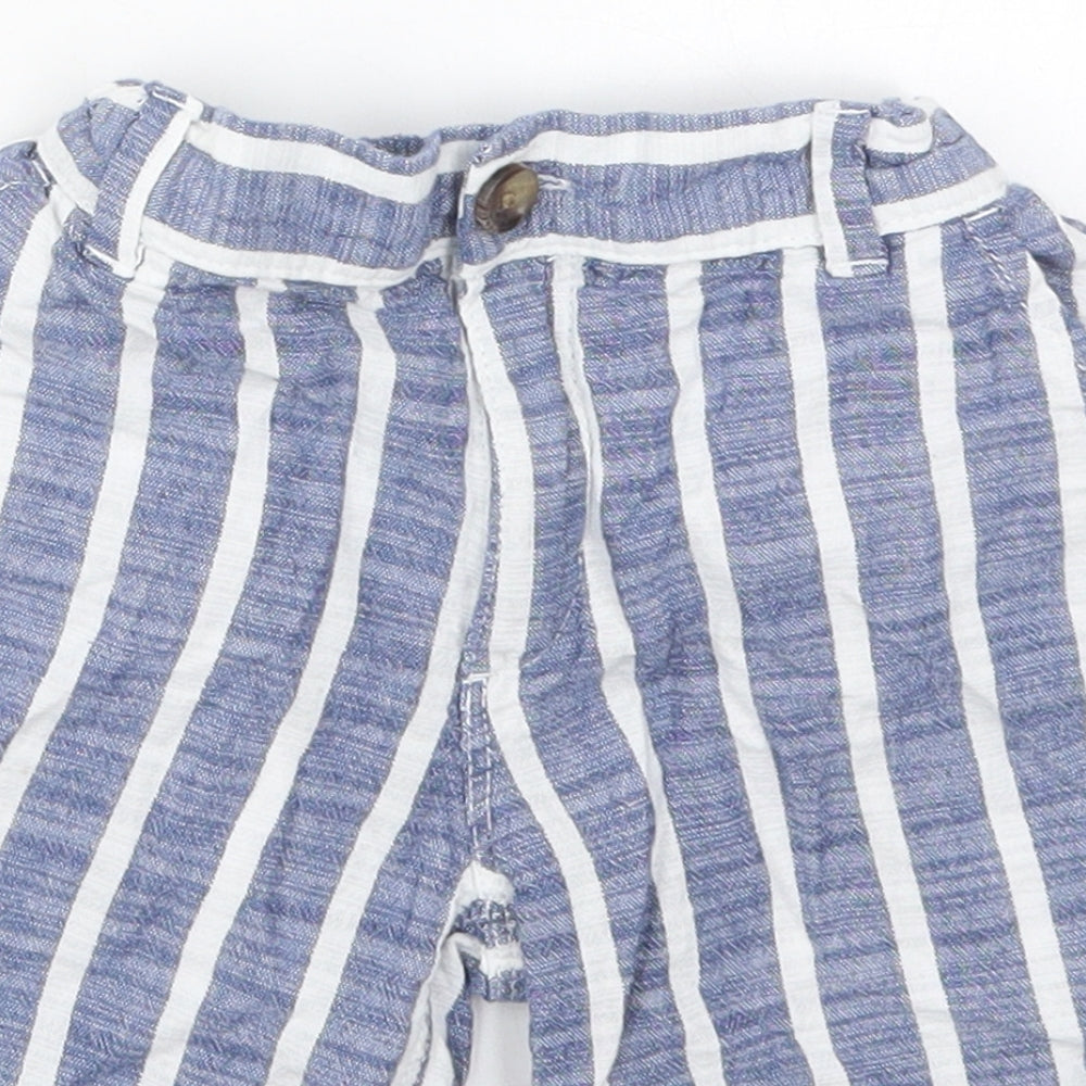 Marks and Spencer Boys Blue Striped Cotton Bermuda Shorts Size 5-6 Years  Regular