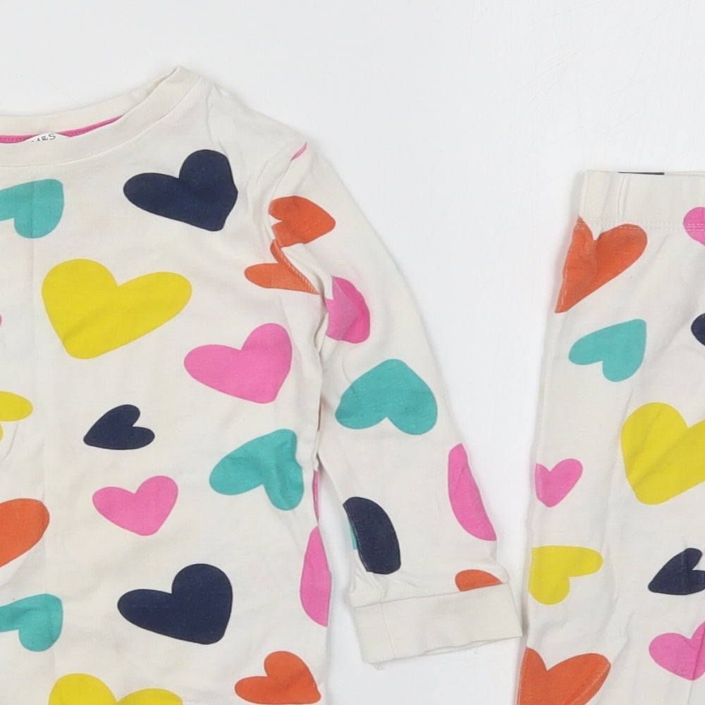 Marks and Spencer Girls White Solid Cotton Cami Pyjama Set Size 18-24 Months  Pullover - Multicoloured Hearts