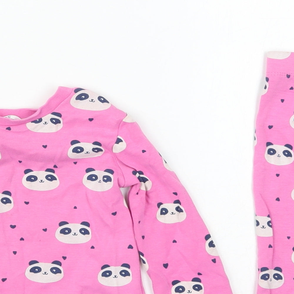 Marks and Spencer Girls Pink Solid Cotton Cami Pyjama Set Size 18-24 Months  Pullover - Panda