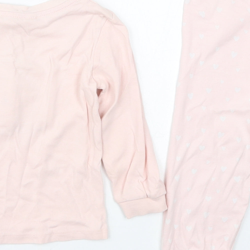 Marks and Spencer Girls Pink Solid Cotton Cami Pyjama Set Size 18-24 Months  Pullover - Panda Imagine a New World