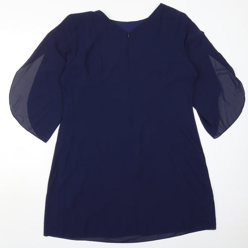 Grace Karen Womens Blue  Polyester Mini  Size XL  Round Neck Zip