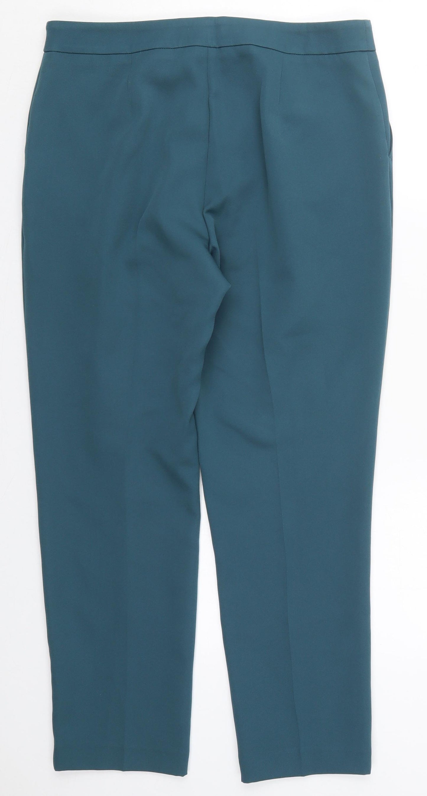 TU Womens Blue  Polyester Trousers  Size 14 L27 in Regular Hook & Eye - Teal Coloured