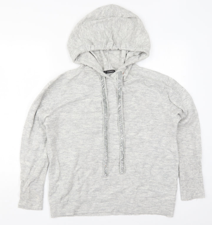 Dunnes Womens Grey Acrylic Pullover Hoodie Size M Pullover