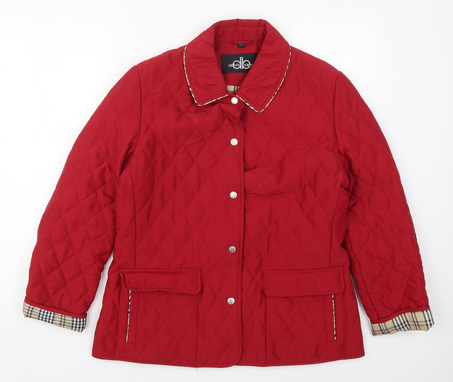 David Barry Womens Red   Quilted Coat Size 12  Button