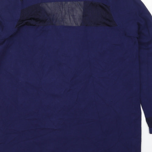 Marks and Spencer Womens Blue V-Neck Striped Viscose Cardigan Jumper Size 14