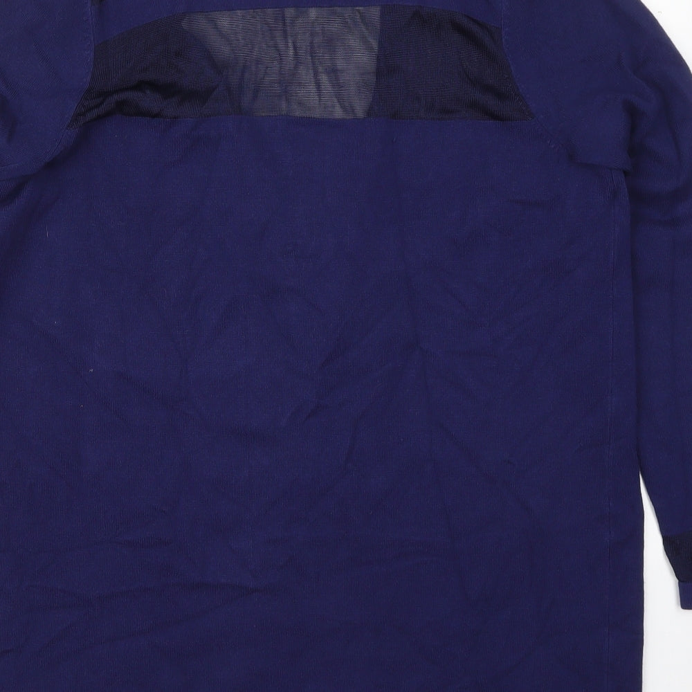 Marks and Spencer Womens Blue V-Neck Striped Viscose Cardigan Jumper Size 14